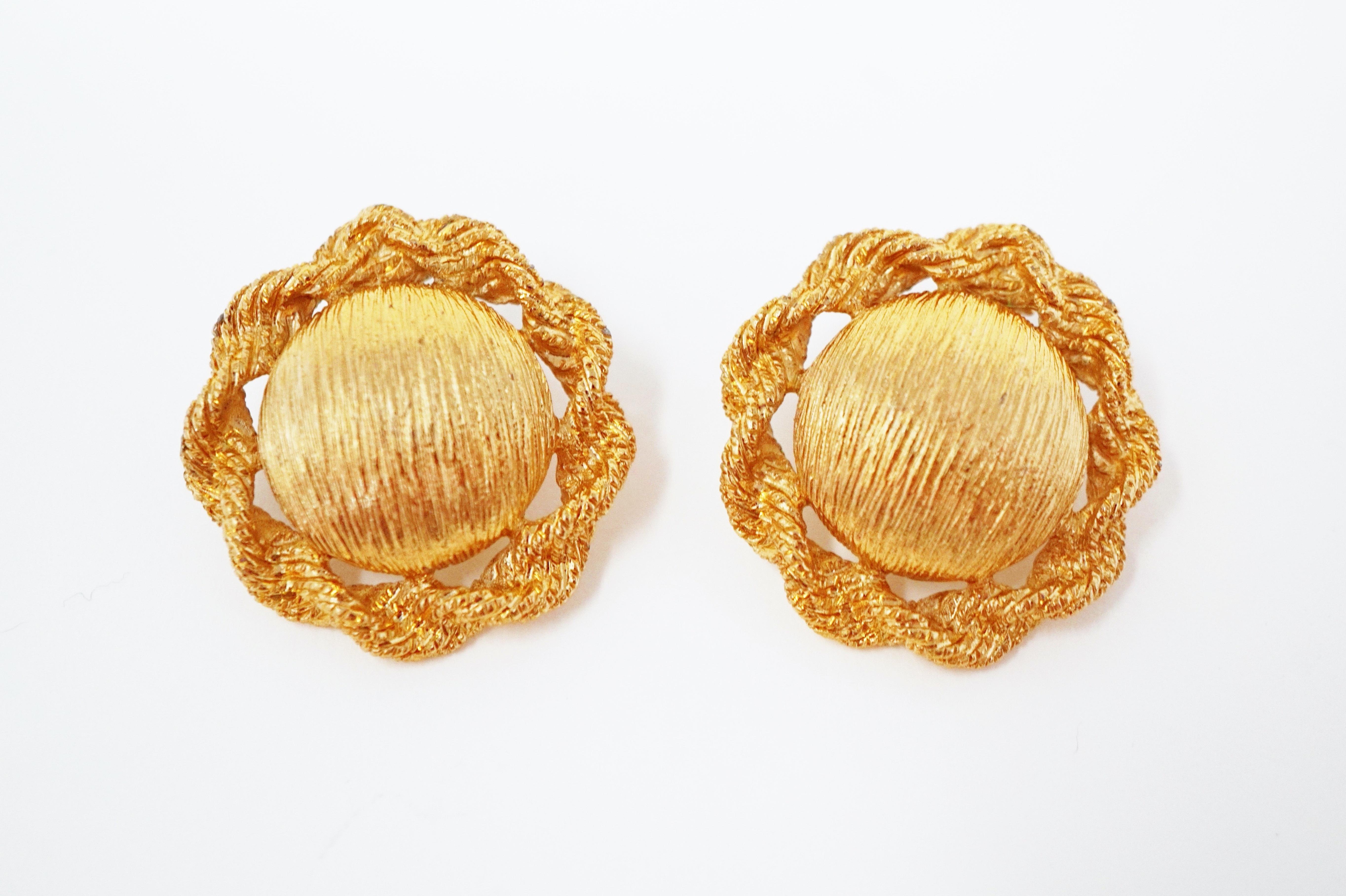 Modern Textured Statement Earrings by Monet, Signed, circa 1955