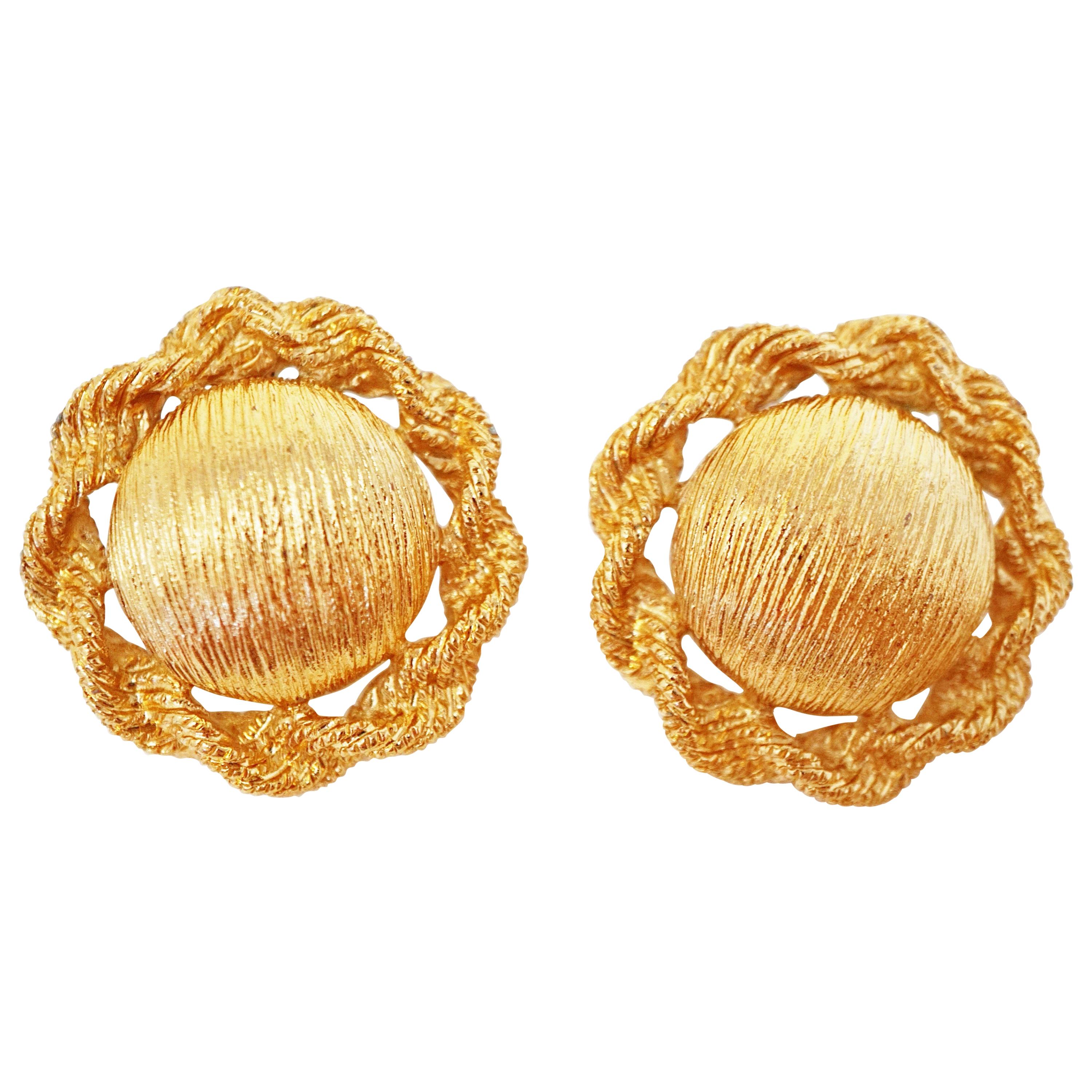 Textured Statement Earrings by Monet, Signed, circa 1955