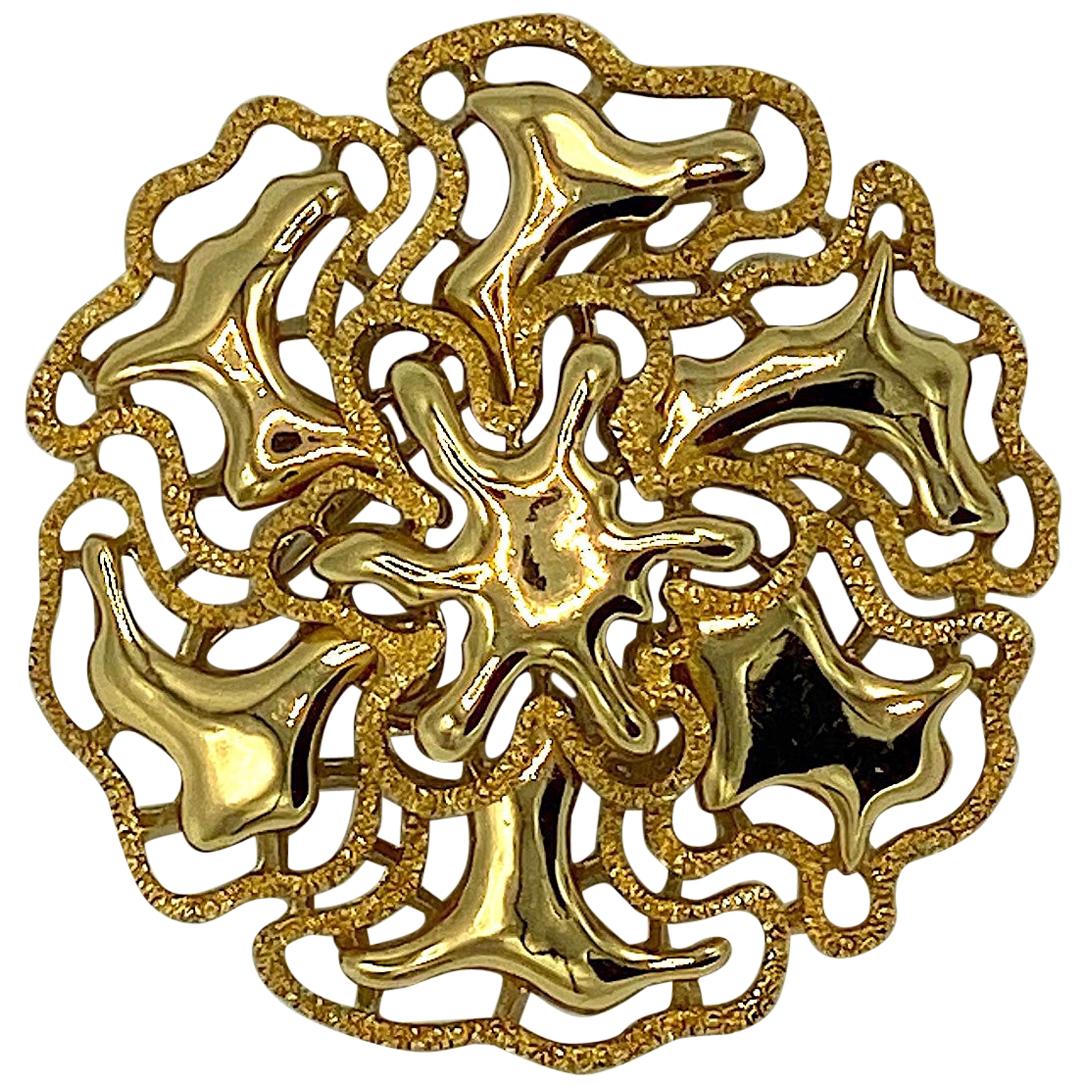 Monet Gold 1974 "Mandira" Abstract Brooch
