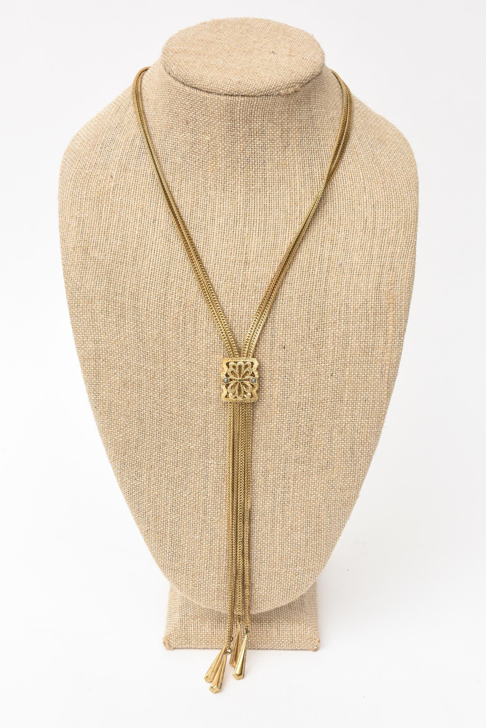 Monet Gold Filled Lariat Chain Necklace Vintage  In Good Condition For Sale In North Miami, FL