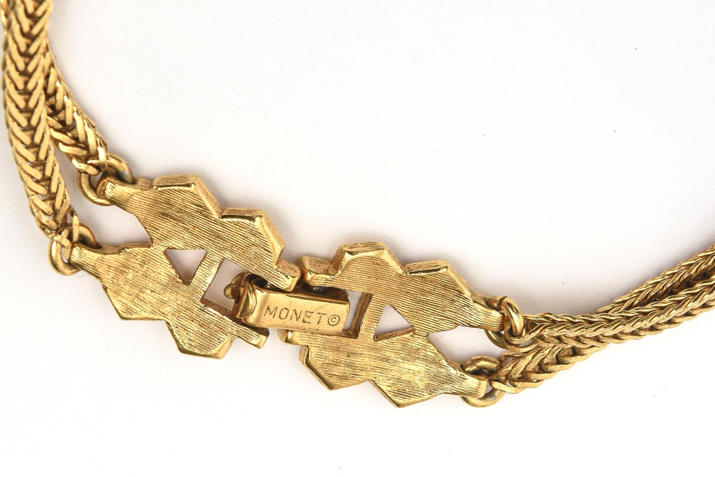 Monet Gold Filled Lariat Chain Necklace Vintage 2