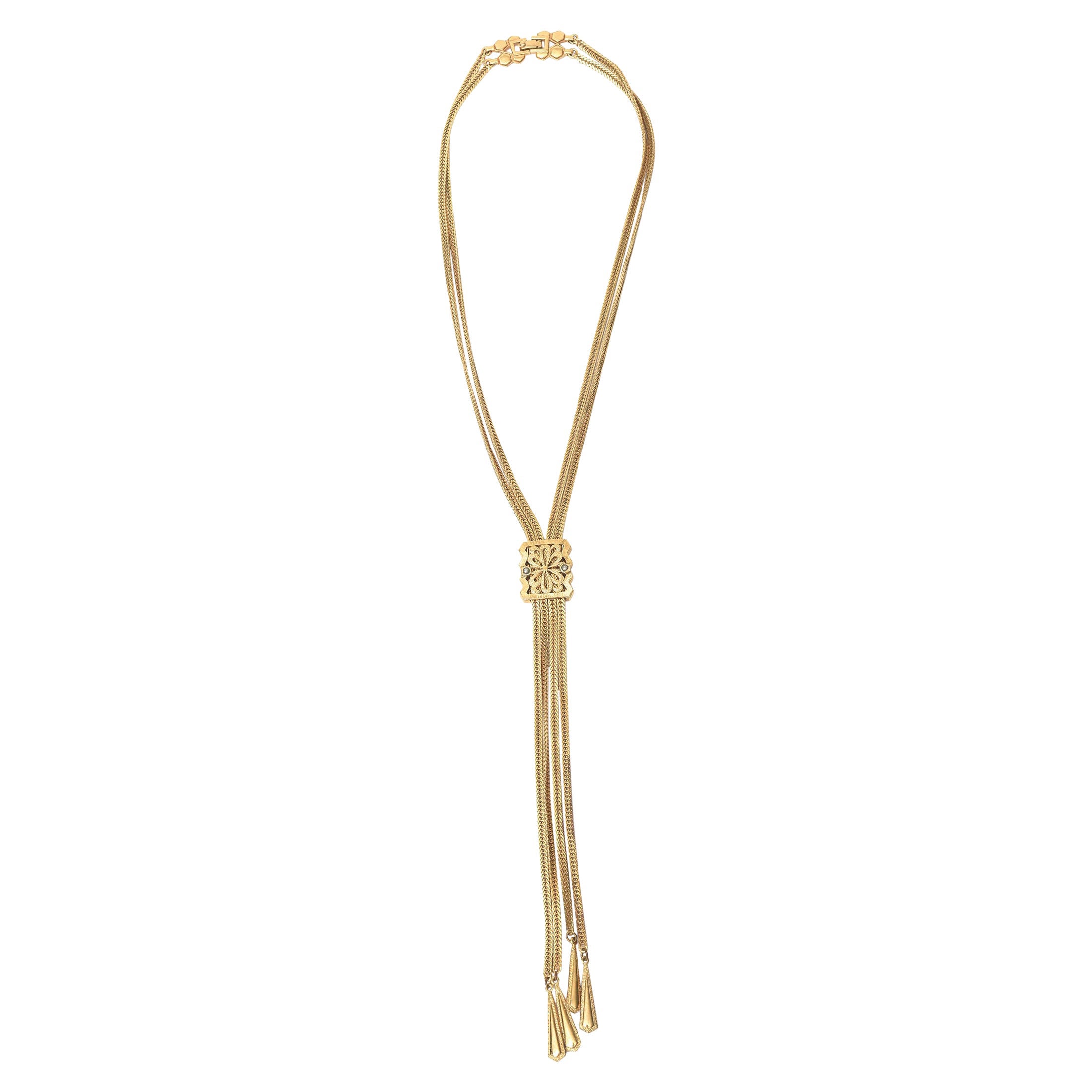 Monet Gold Filled Lariat Chain Necklace Vintage