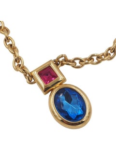 Monet Gold Necklace With Sapphire Blue Pendant