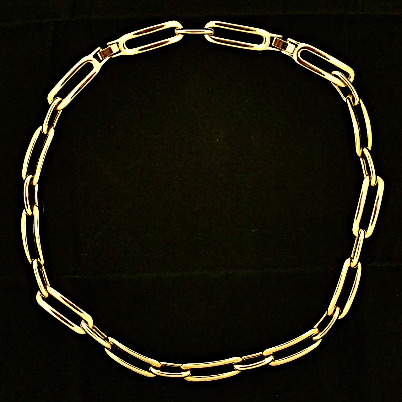 Monet Gold Plated Adjustable Oblong Link Chain Necklace circa 1980s  1