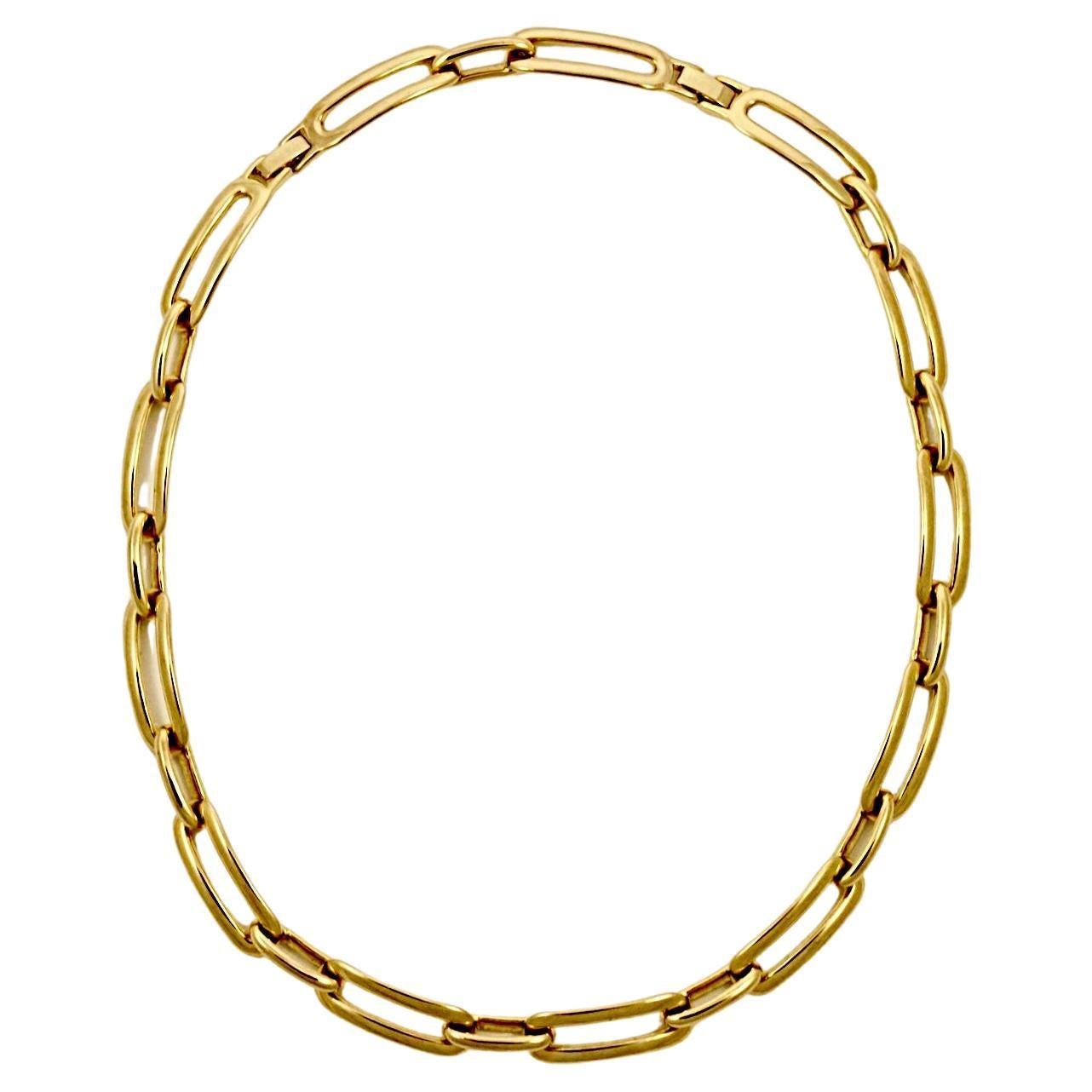 Monet Gold Plated Adjustable Oblong Link Chain Necklace circa 1980s 