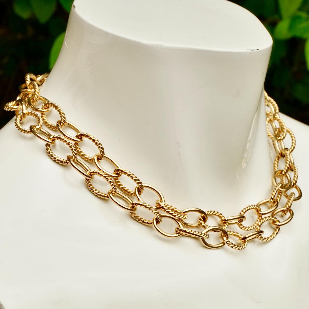 Women's or Men's Monet Gold Plated Oval Link Chain Necklace circa 1980s 