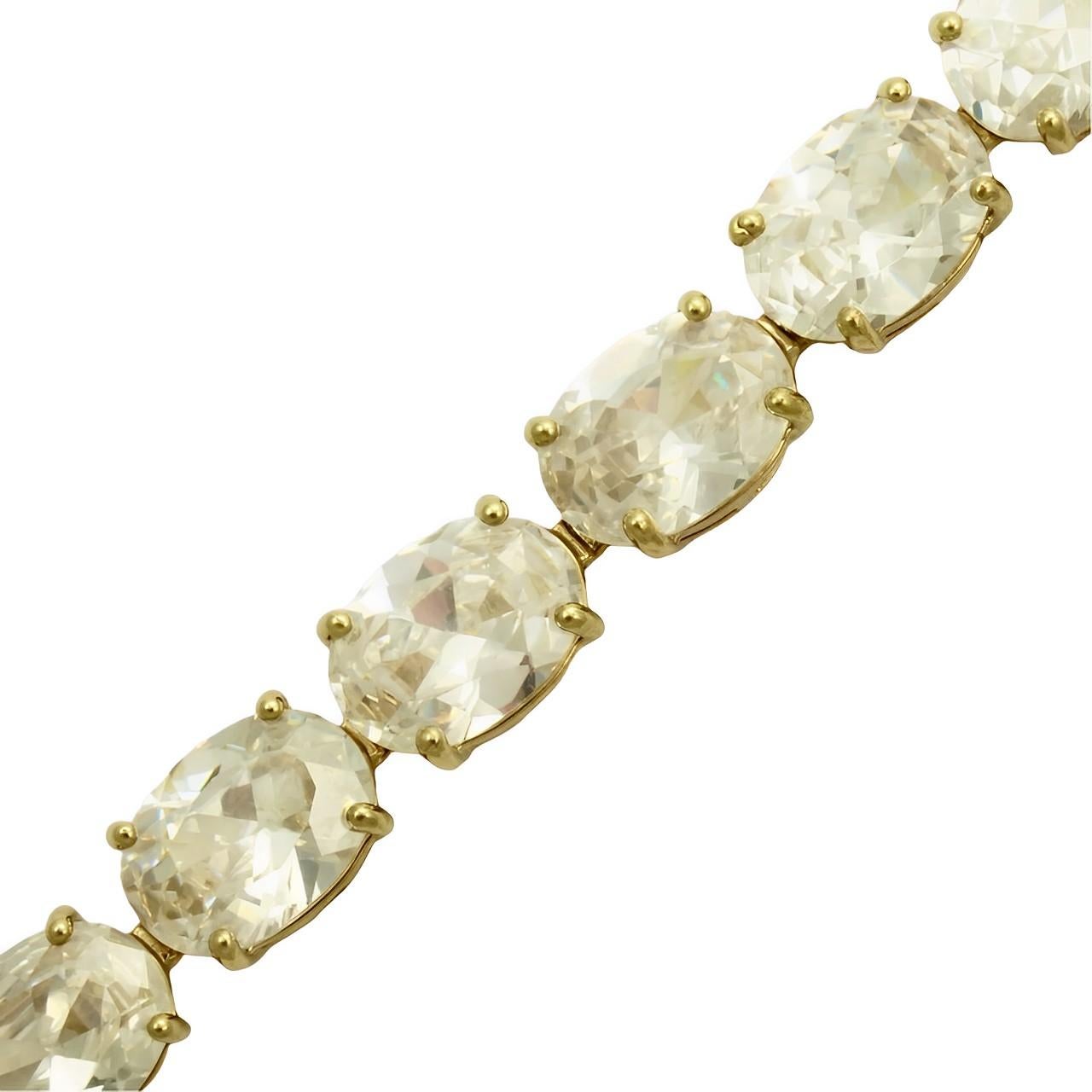 Monet Gold Plated and Large Clear Oval Rhinestone Link Bracelet For Sale 1