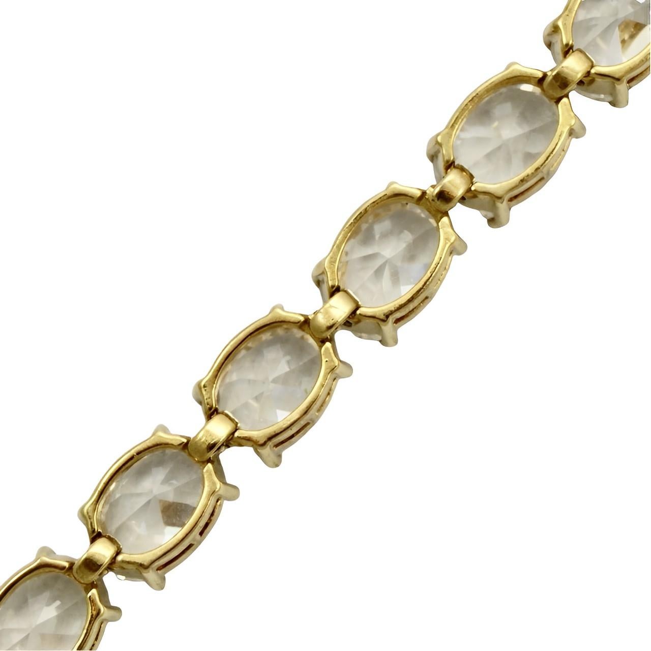 Monet Gold Plated and Large Clear Oval Rhinestone Link Bracelet For Sale 3