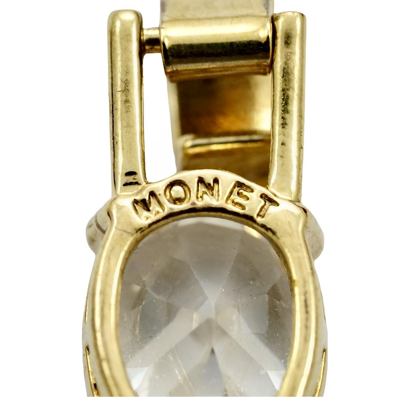 Monet Vergoldetes und großes, klares, ovales Gliederarmband mit Strasssteinen im Angebot 4