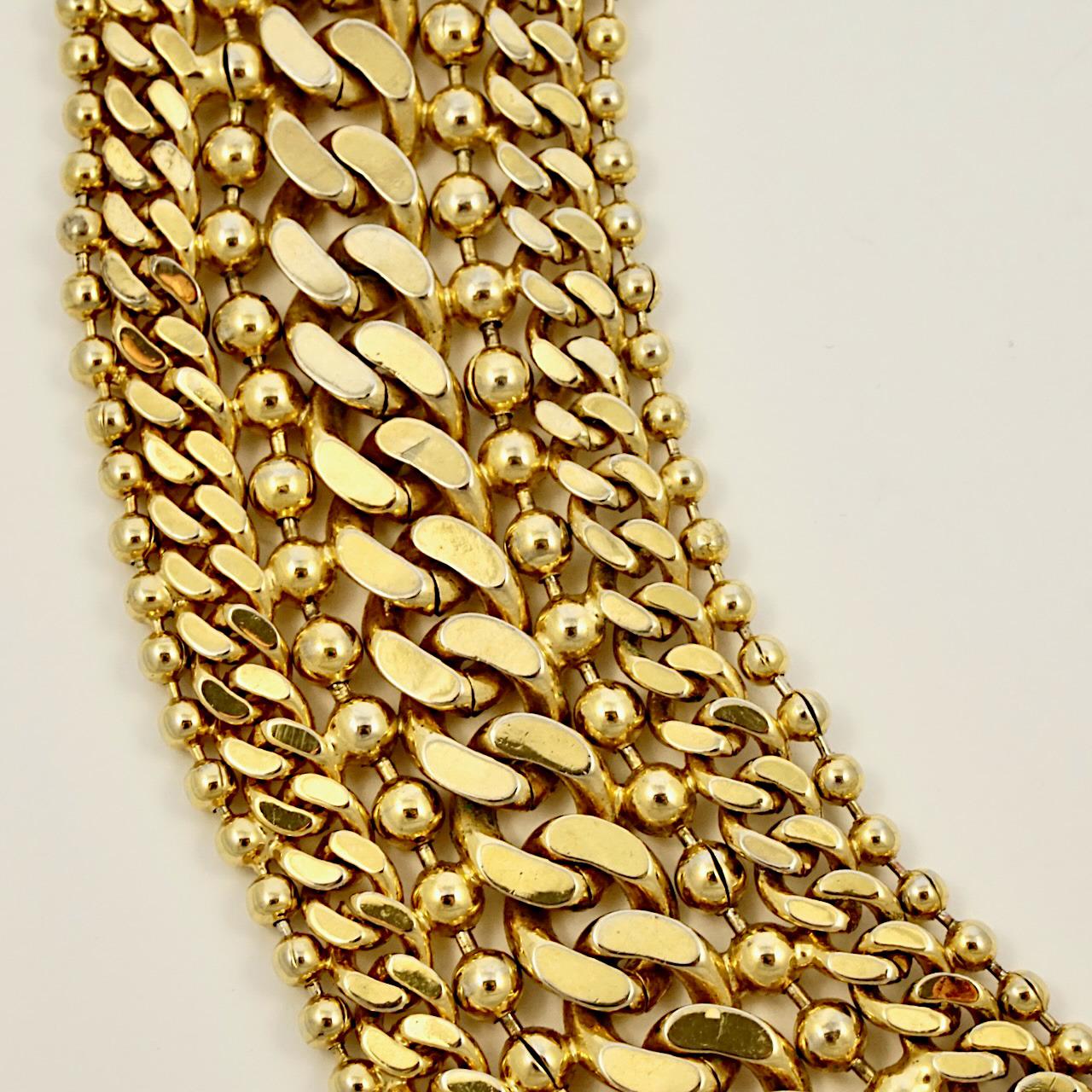 30-Inch Men's Stainless Steel Gold Plated Bead Link Chain Necklace – 2.5mm