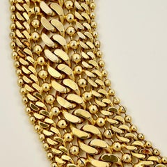 Monet Gold Plated Curb and Ball Link Chain Collar Necklace circa 1980s