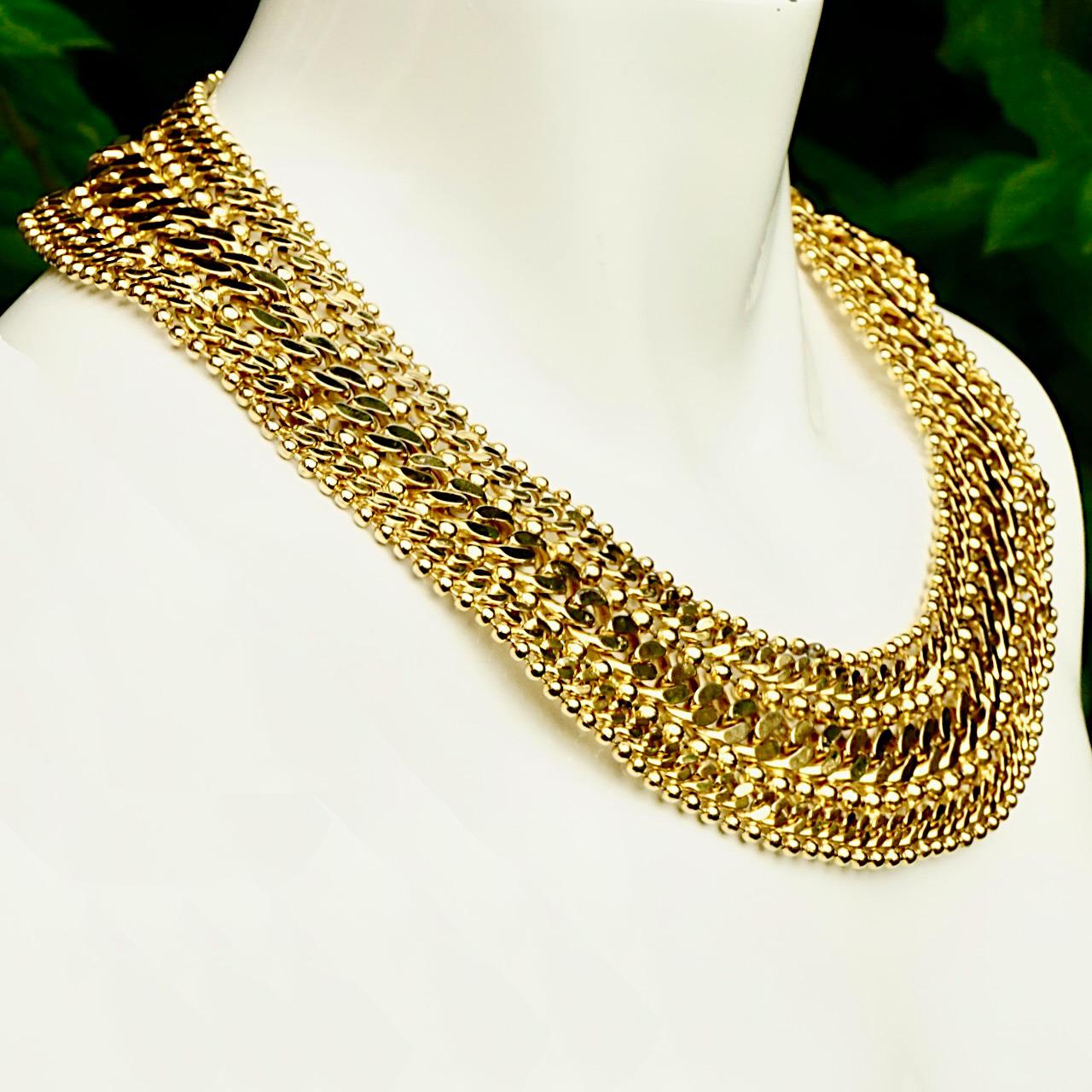 Women's Monet Gold Plated Curb and Ball Link Chain Collar Necklace circa 1980s For Sale