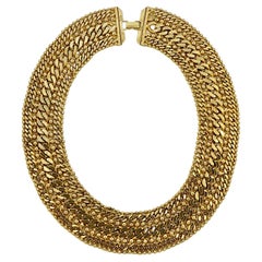 Monet Gold Plated Curb and Ball Link Chain Collar Necklace circa 1980s