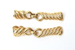 Monet Vintage Spiral Gold Plated Dangle Clip On Earrings