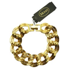 Monet Gold Plated Double Link Ridged Design Bracelet