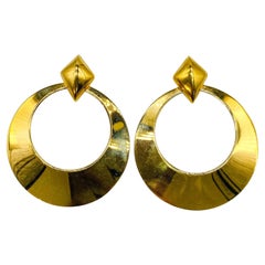 Vintage Monet Gold Plated Clip On Earrings 1980s