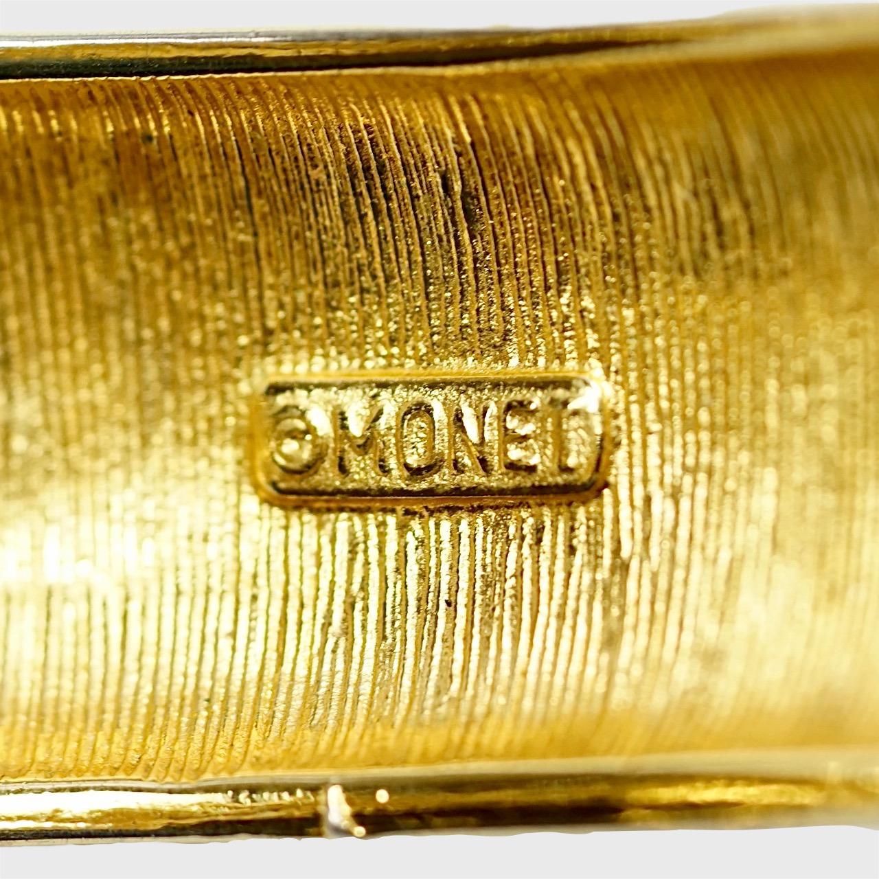Monet Gold Plated Lattice Design Bangle Bracelet with Side Clasp For Sale 3
