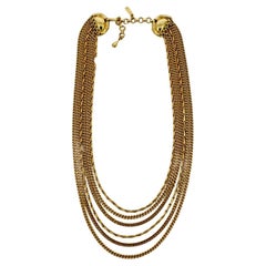 Monet Gold Plated Multi Strand Chain Necklace circa 1970s