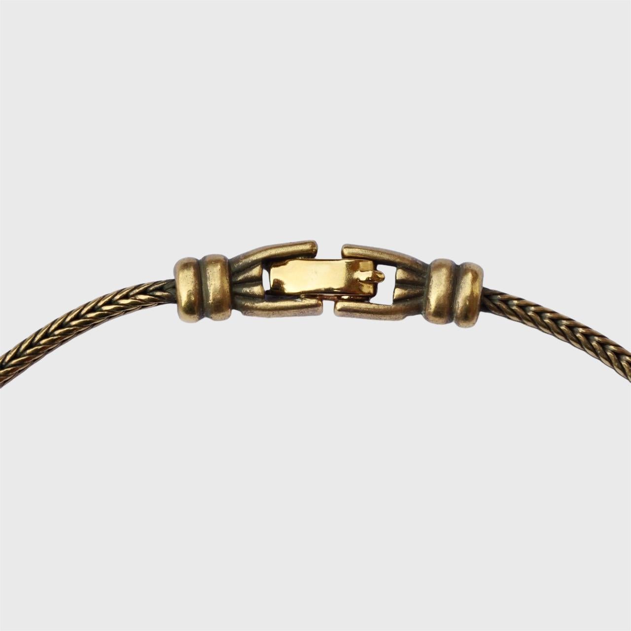 Collana Monet in oro e smalto grigio con pietra di vetro verde scuro in vendita 1