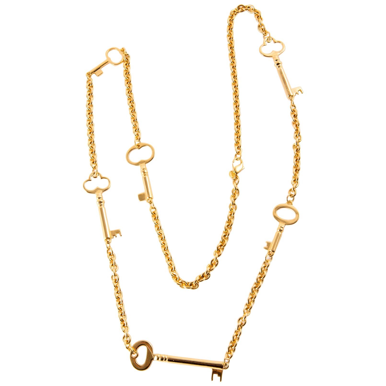 Monet Gold Tone Keys Sautoir Necklace