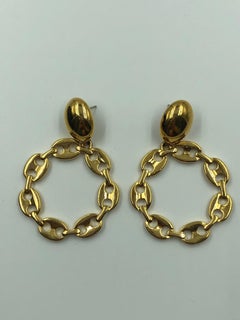 Monet Gucci Style Link Round Pierced Earrings