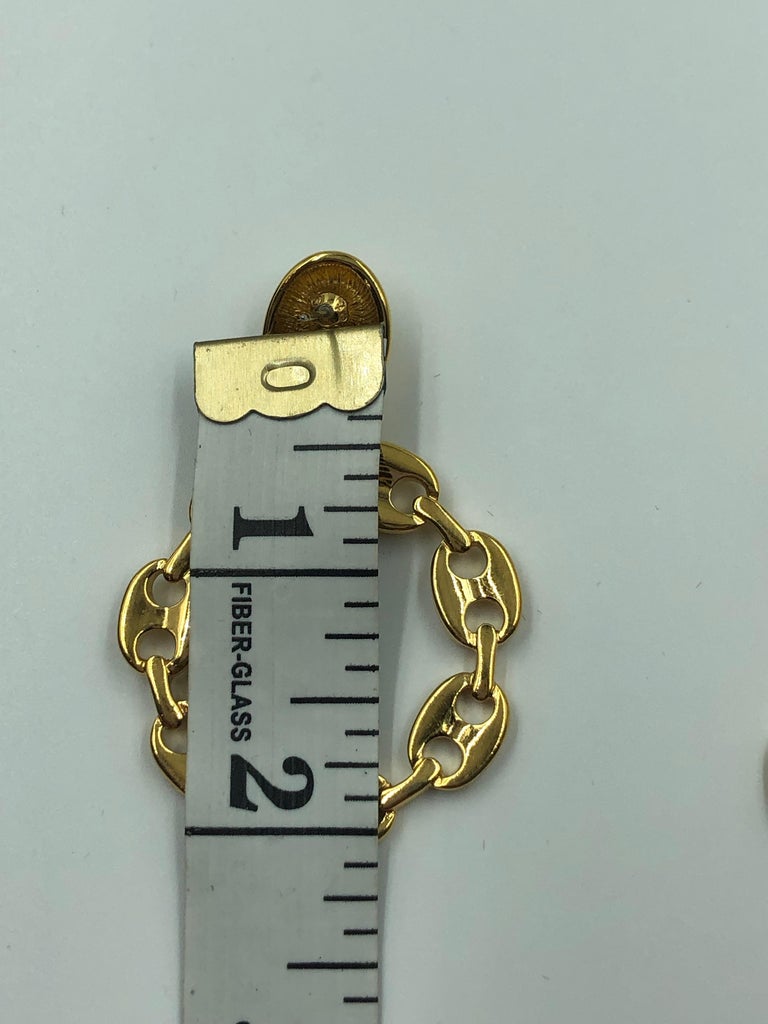 Gucci Style Link Round Pierced Earrings For Sale at 1stDibs