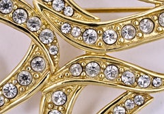Monet Large Broche en plaqué or et strass clair circa 1980