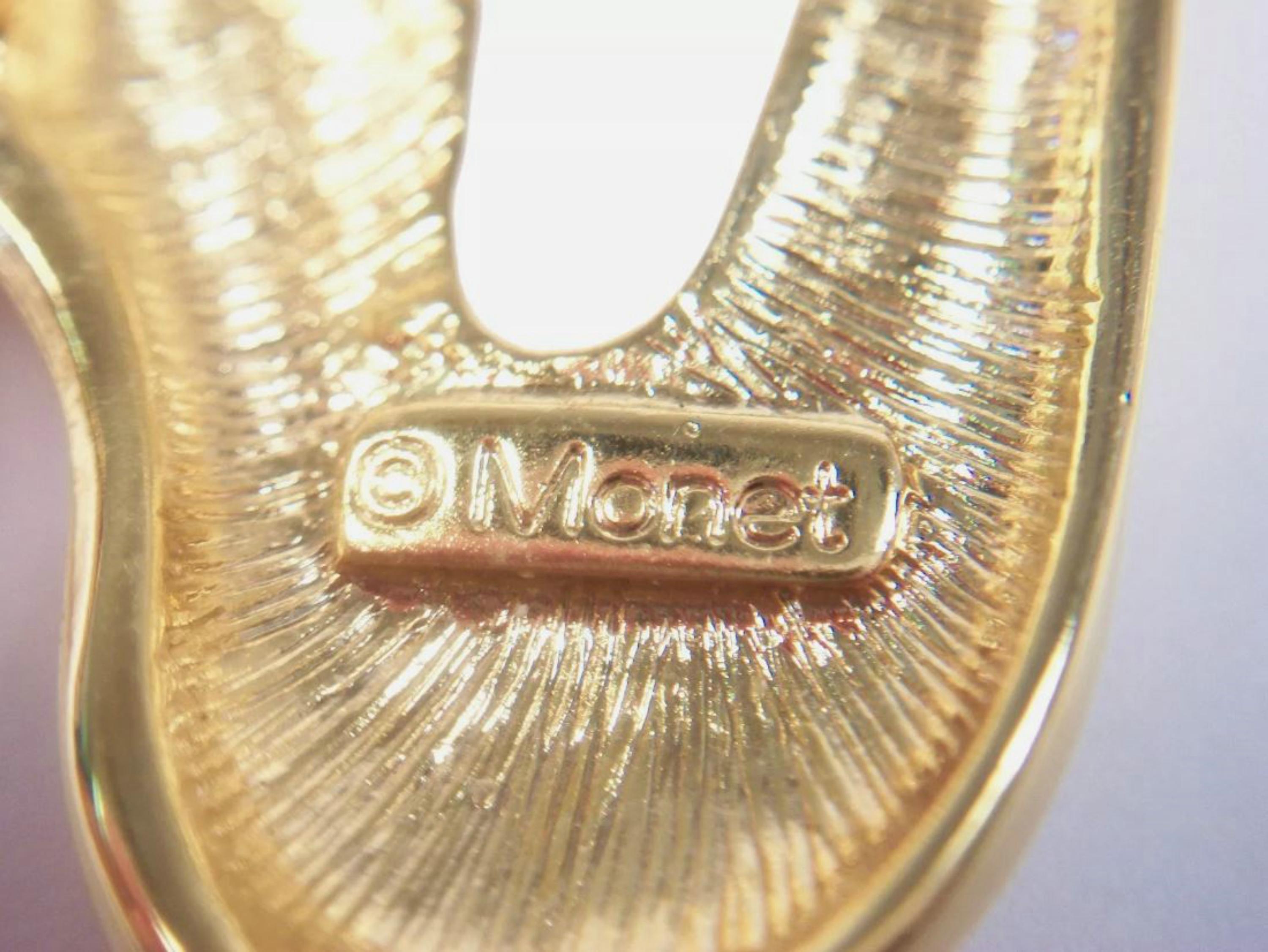 MONET - Grande broche vintage avec nœud en or - Signée - U. S. - Circa 1980's en vente 1
