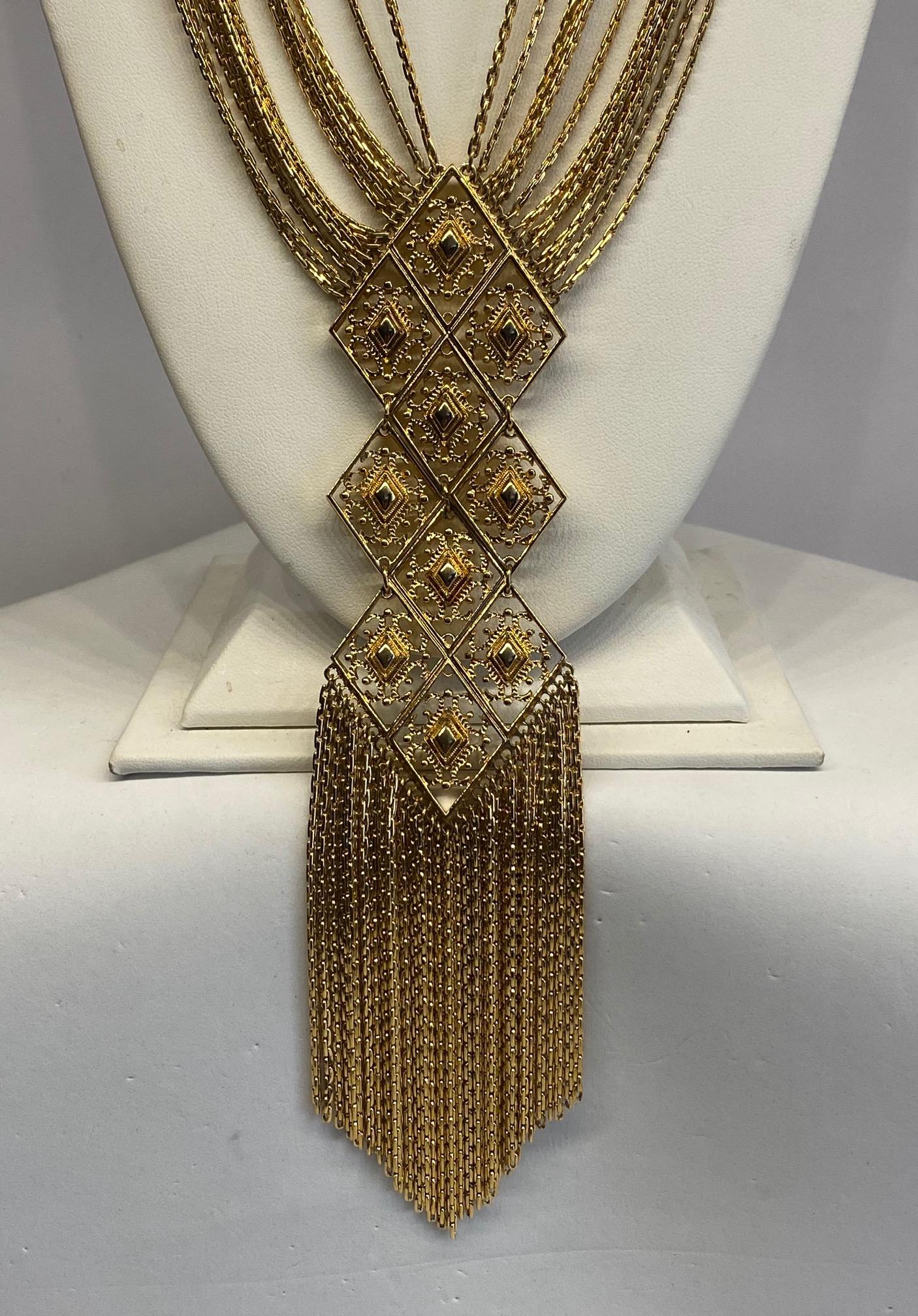 Monet Multi Strand Long Pendant Fringe Necklace, 1960s 10