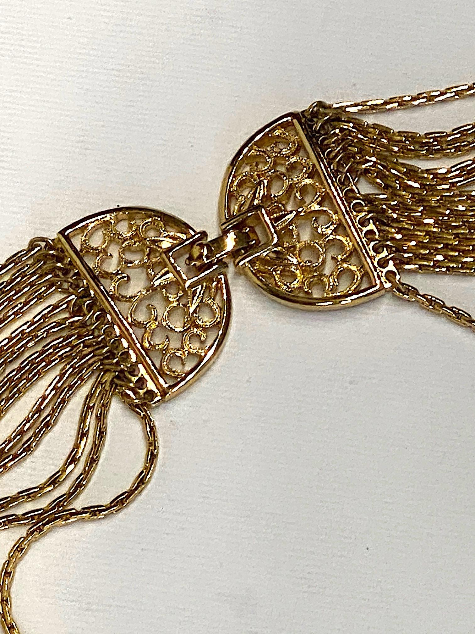 Monet Multi Strand Long Pendant Fringe Necklace, 1960s In Excellent Condition In New York, NY
