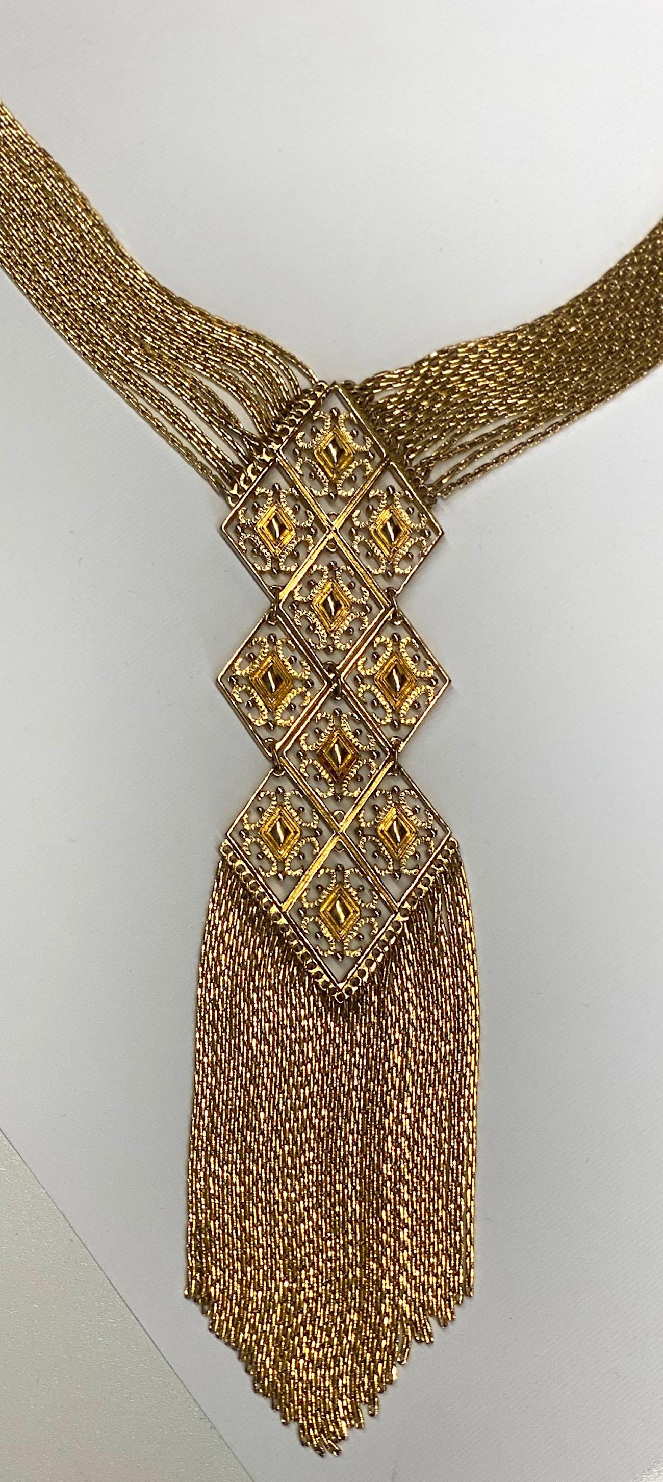 Monet Multi Strand Long Pendant Fringe Necklace, 1960s 1