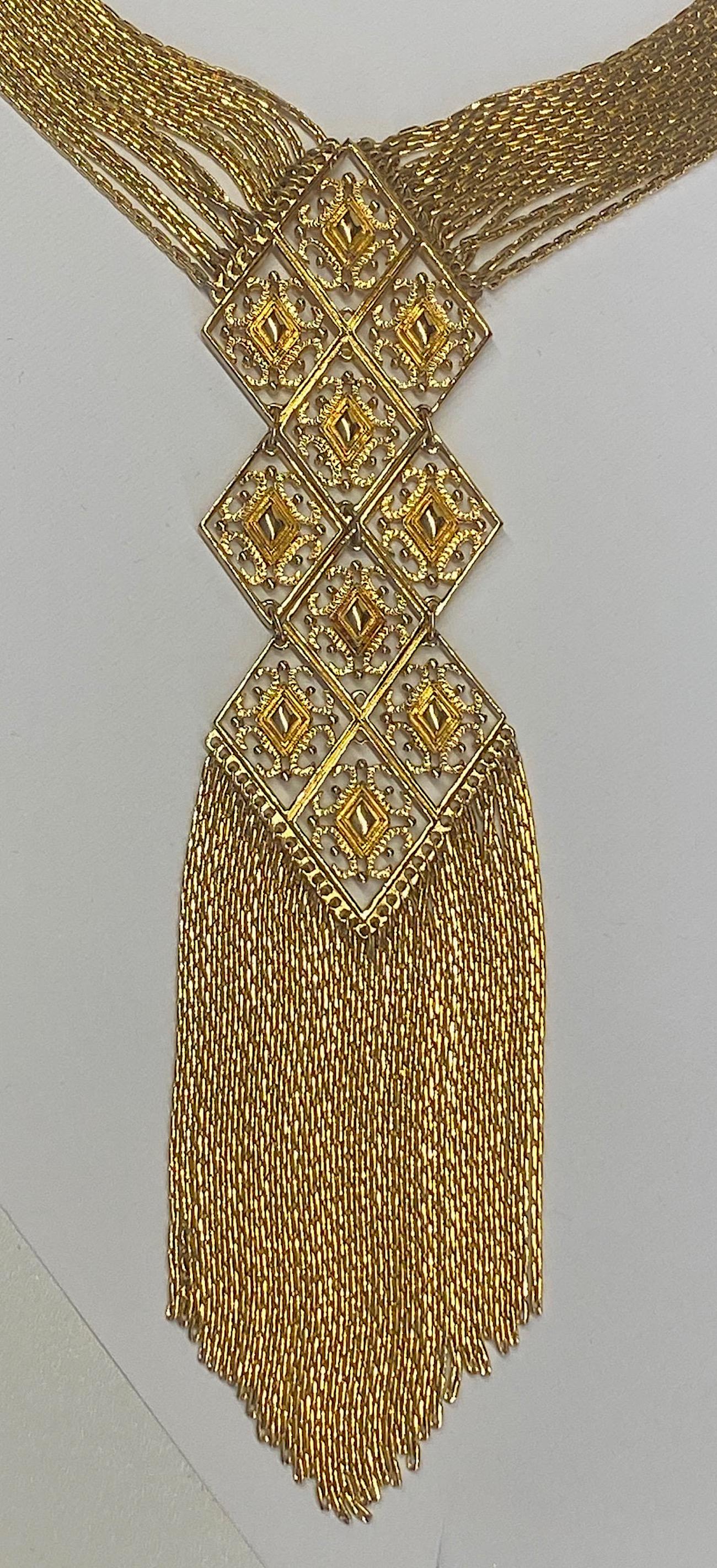 Monet Multi Strand Long Pendant Fringe Necklace, 1960s 2