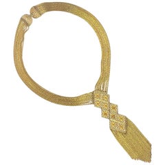 Retro Monet Multi Strand Long Pendant Fringe Necklace, 1960s