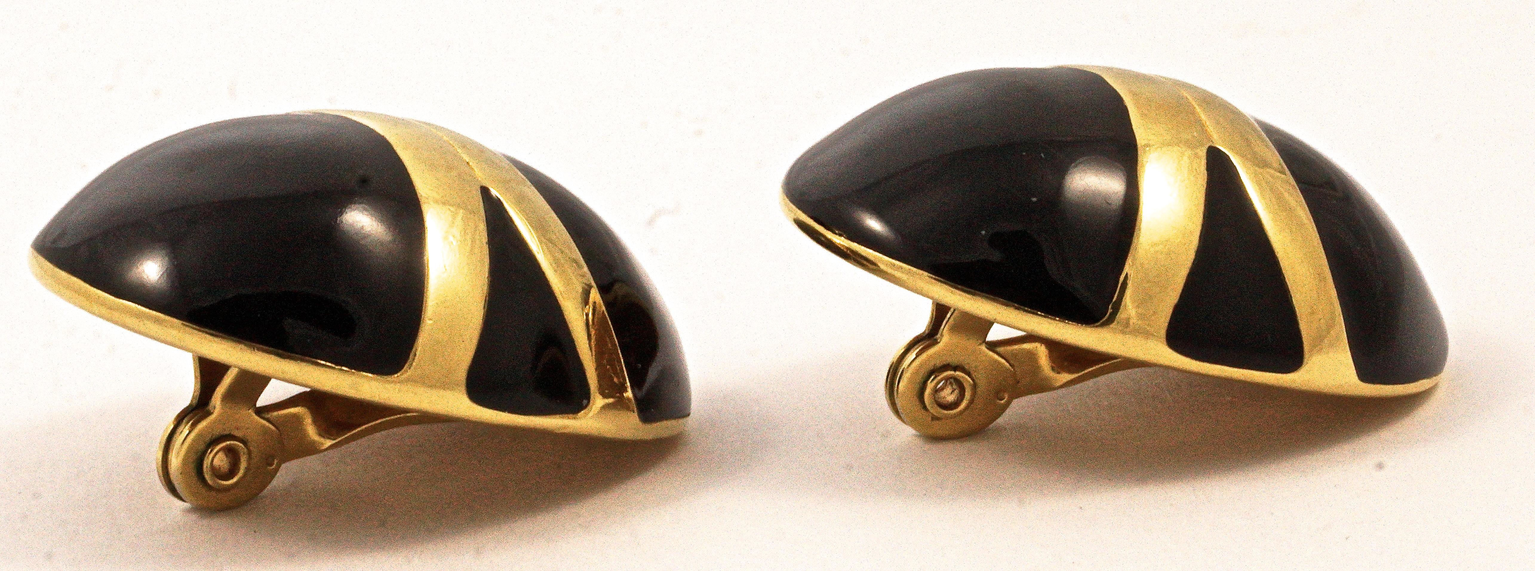 black and gold clip on earrings