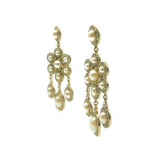 Monet Pearl & Crystal Cascade Earrings 2000s