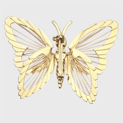 Monet Shiny Gold Plated Butterfly Brooch circa 1980s