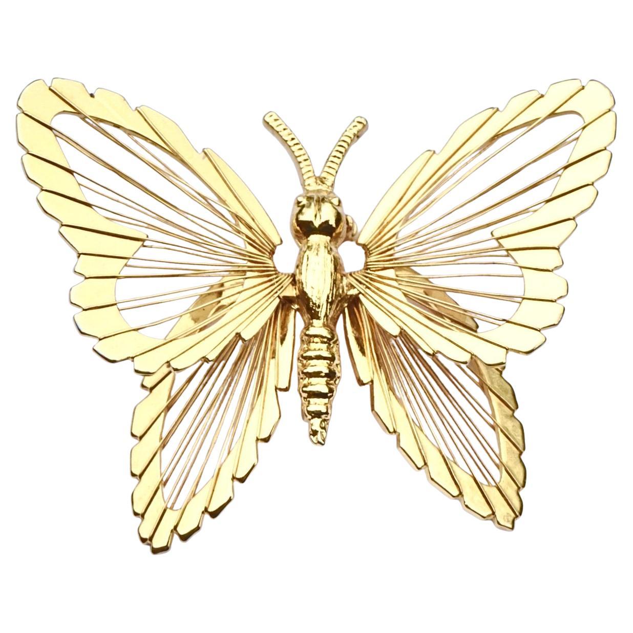 Monet Glänzend vergoldete Schmetterlingsbrosche circa 1980er Jahre