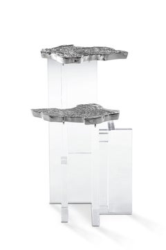 Monet Side Table with Casted Aluminum Top and Acrylic Base