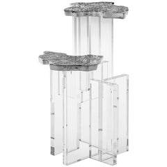 Monet Side Table with Casted Aluminum Top and Acrylic Base