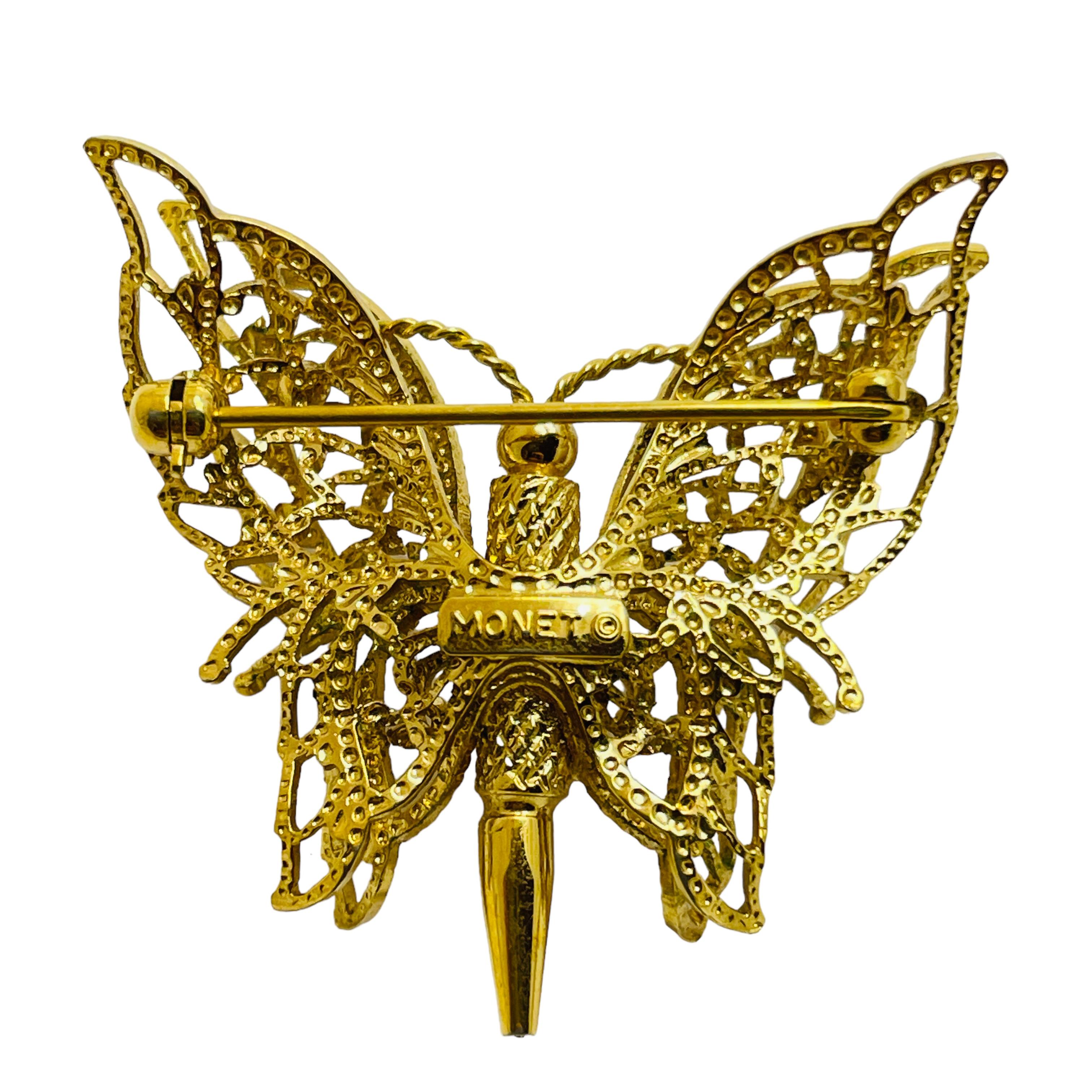 MONET broche de oro firmado mariposa de diseño en Bueno estado para la venta en Palos Hills, IL