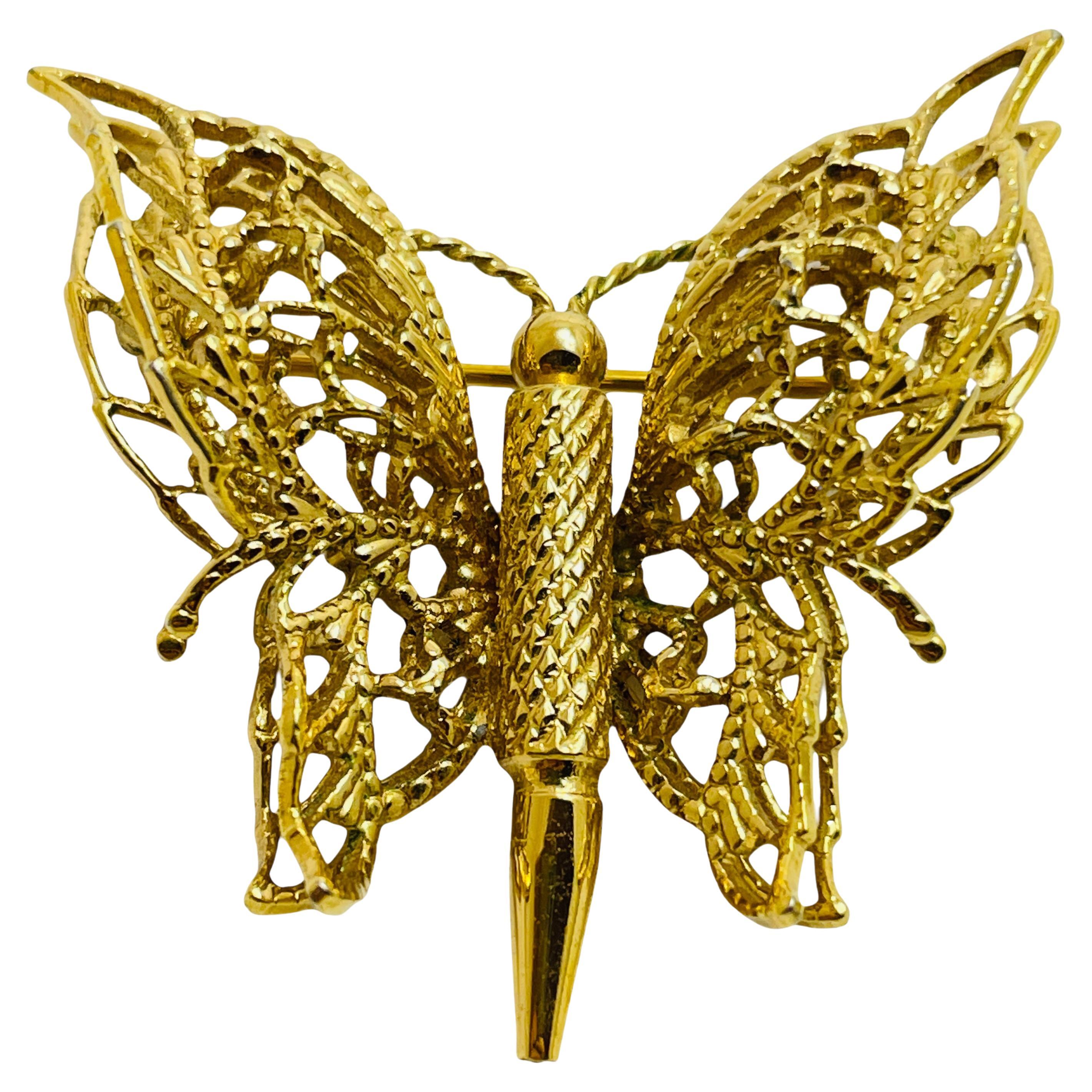 MONET broche de oro firmado mariposa de diseño en venta