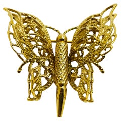 MONET signed gold butterfly designer brooch