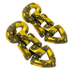 MONET signierte goldene etruskische Designer-Ohrringe mit etruskischem Clip