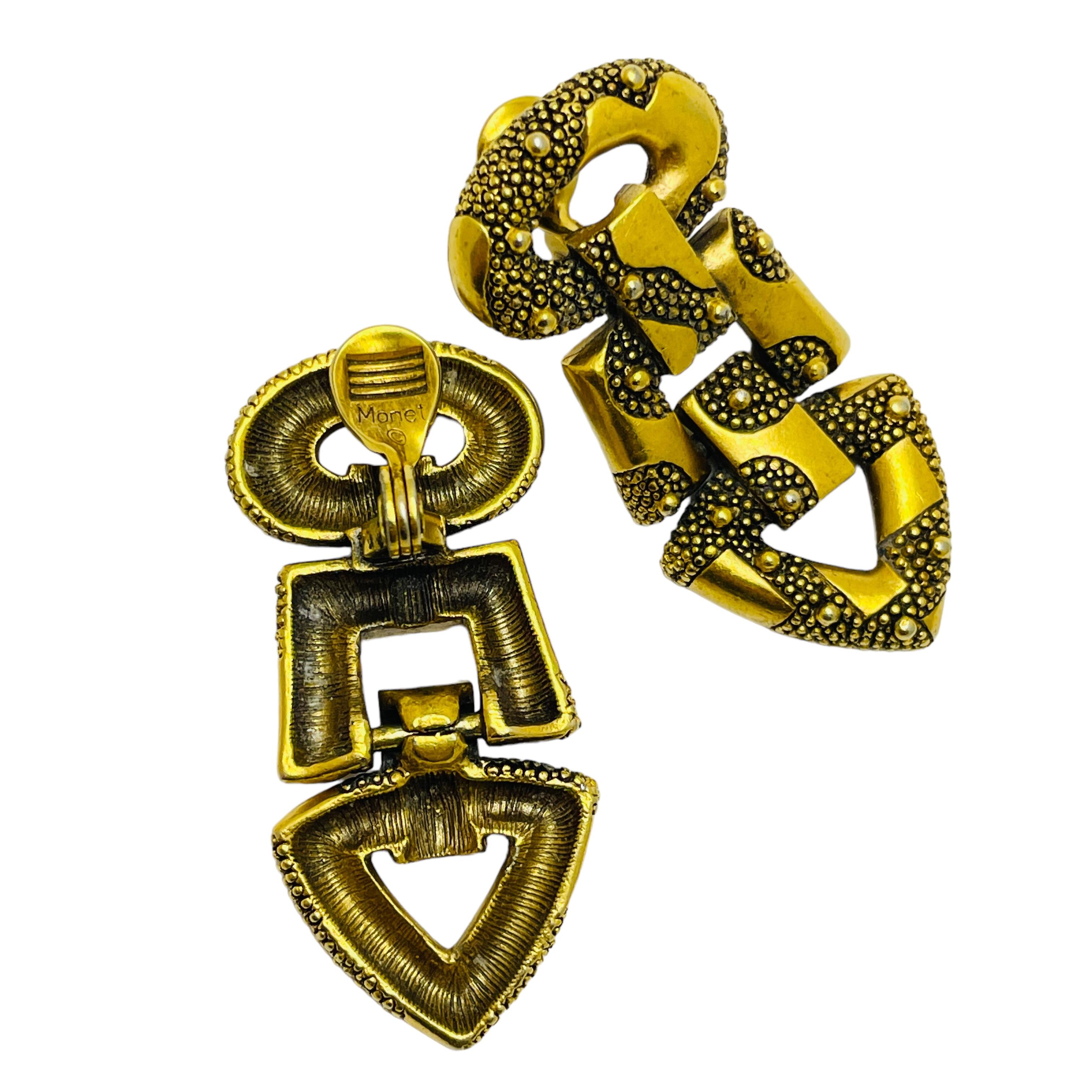 MONET firmado oro etruscsn colgante clip de diseño en pendientes en Bueno estado para la venta en Palos Hills, IL