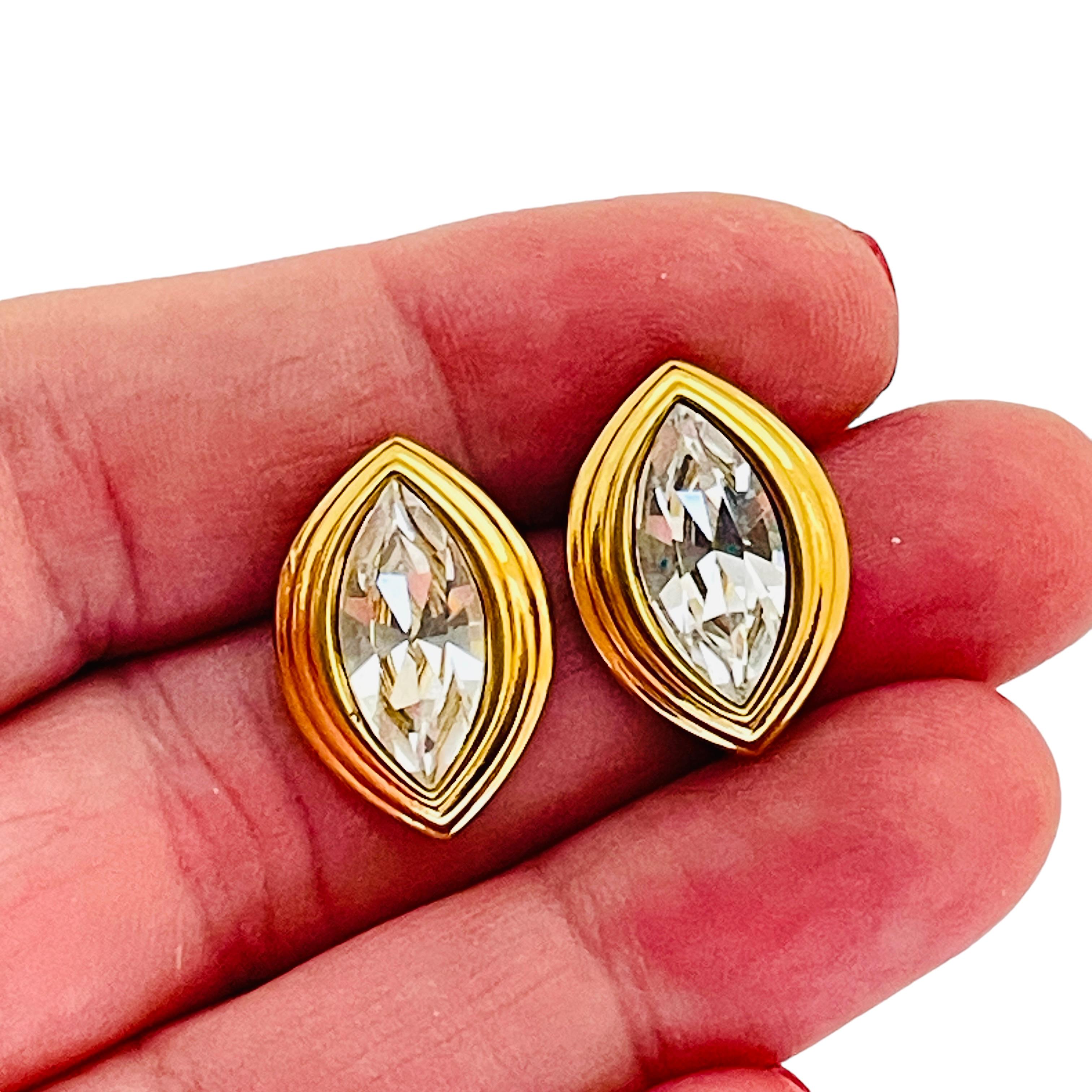 Women's MONET signed gold glass designer earrings For Sale
