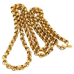 MONET signed gold plated massive rolo chain designer runway necklace