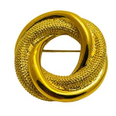 MONET signed gold tone designer brooch w box