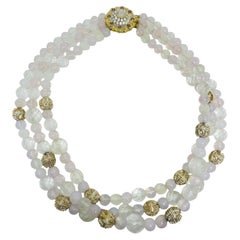 MONET signed gold tone glass beaded designer necklace