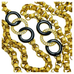 MONET signed gold tone massive chain designer runway necklace