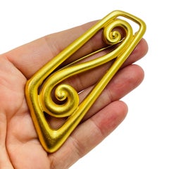 MONET signed matte gold modernist geometric designer runway brooch
